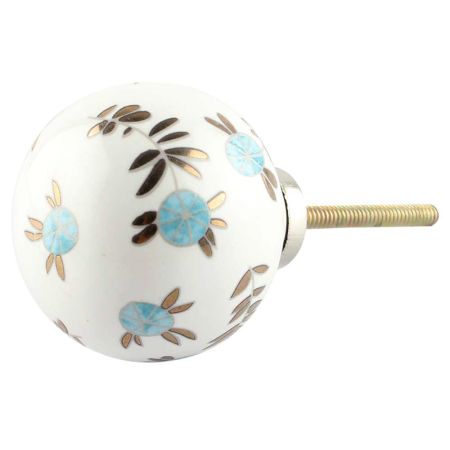 Golden Leaf Big Ceramic Round Cabinet Knob Online